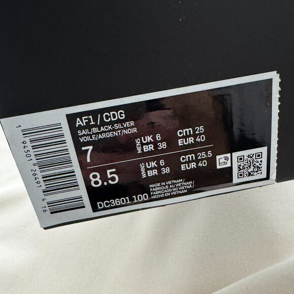 CDG x Nike Air Force One, size 8.5 - Picture 12 of 16